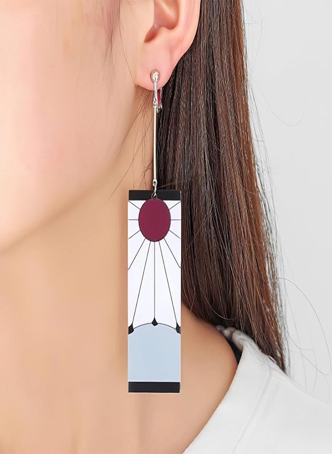 TecoKart® Anime Protagonist Earrings - Hanafuda Style Spiral Clip-On Earrings Inspired by Demon Slayer Series, Lightweight Acrylic Anime Cosplay Jewelry for Boys & Girls, Unique Gift Accessory - Image 3